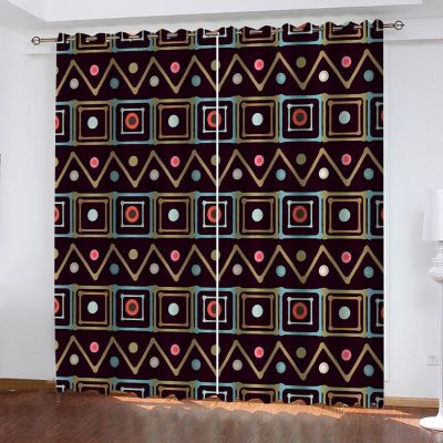 CILODO Blackout Curtains, 3D Abstract & Ethnic, 2-Piece Set, W110 x H215 cm