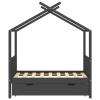 Chusui Children's House Bed with Drawer, Dark Gray Solid Pine, 70 x 140 cm view 3