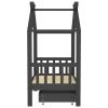 Chusui Children's House Bed with Drawer, Dark Gray Solid Pine, 70 x 140 cm view 4