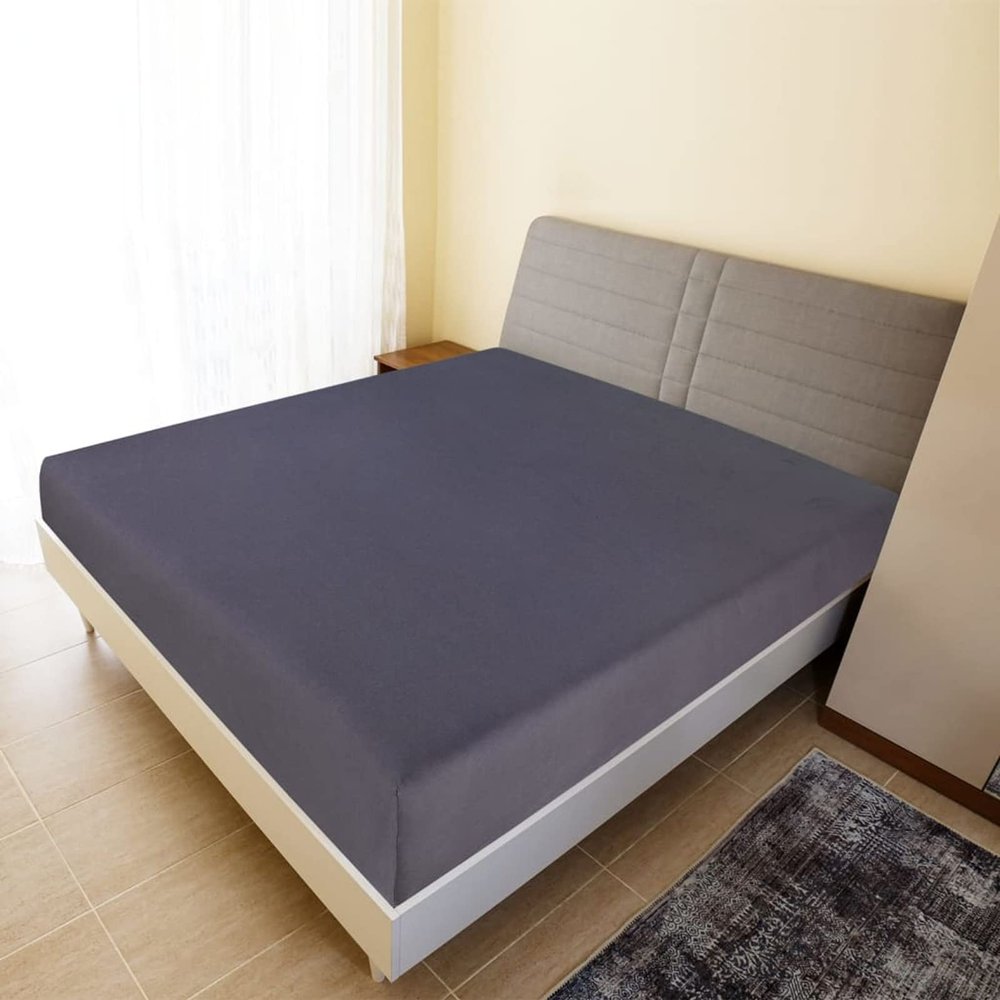 Chusui Fitted Sheet, Bed Sheet, Jersey, Anthracite, 100 x 200 cm, Cotton