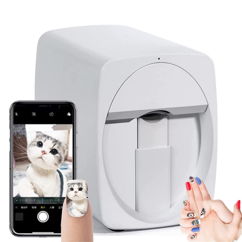 HUMNZR 3D Nail Art Printer, Portable Digital Touchscreen Printer, White