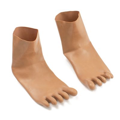 Rubberfashion Short Latex Toe Socks, Extra Thick, Ankle-Length, Brown, 0.8 mm, S
