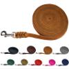 Oiled Leather Dog Long Line, 7.5 m / 12 mm, Red, No Hand Loop view 1