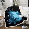 Pink Axolotl Throw Blanket, 229 x 229 cm, Kawaii Ocean Design, Black view 1