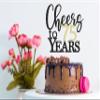 LOVENJOY Cheers to 75 Years Cake Topper, 75th Birthday and Anniversary Cake Decoration, Double-Sided Black and Gold Glitter view 3