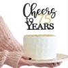 LOVENJOY Cheers to 75 Years Cake Topper, 75th Birthday and Anniversary Cake Decoration, Double-Sided Black and Gold Glitter view 4
