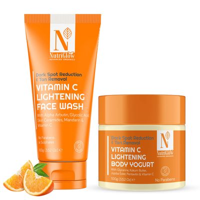 Nutriglow Advanced Organics Vitamin C Face Wash and Body Yogurt Combo, 2-Pack