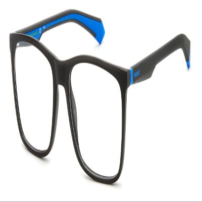 POLAROID Men's Prescription Glasses, Optional Sunglass Tint or Blue-Light Filter, Rectangular Eco-Polyamide Frame, Pld D477 (Case Included)