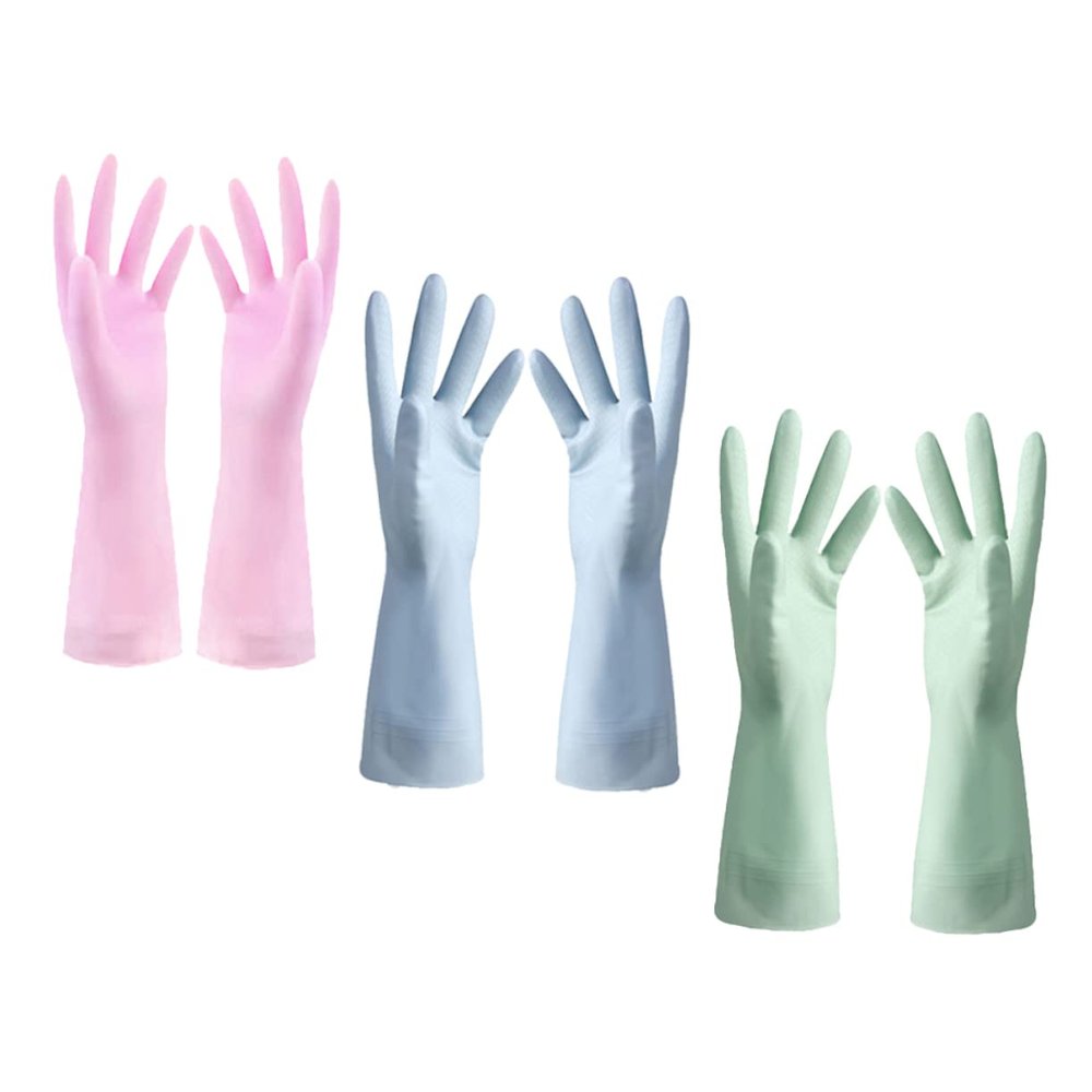 Thin Rubber Kitchen Gloves, 3 Pairs