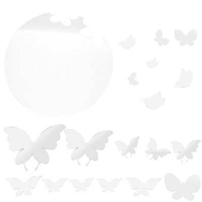 Silver Acrylic Butterfly Wall Stickers, 1 Set