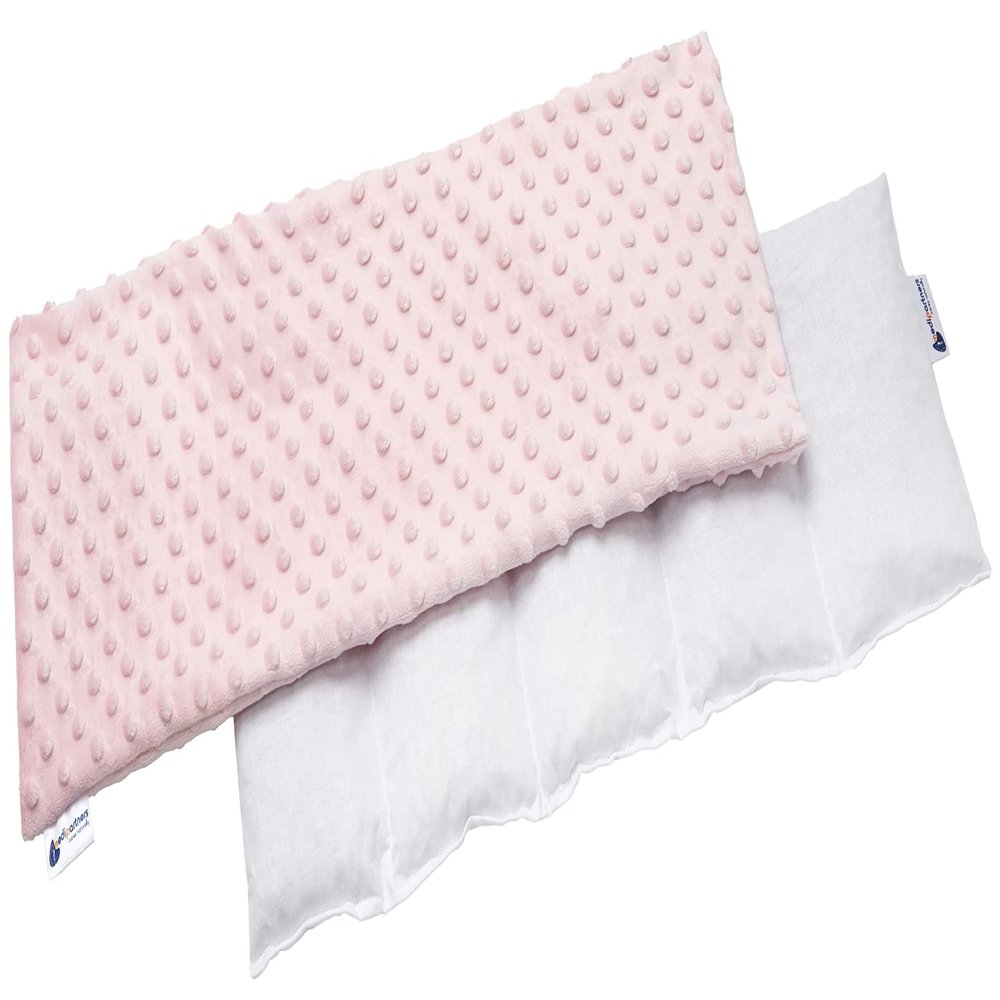 Medi Partners Cherry Pit Heating Pad, Microwaveable, 60 x 20 cm, 800 g, 5 Chambers, Removable Cover, Neck & Shoulder Cold Therapy, Light Pink Minky