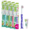 GUM KIDS Toothbrush for Children Ages 2–6, Small Padded Head, Soft Bristles with Toothpaste-Dosing Color Field, Non-Slip Handle & Suction Cup (4 x 1 pc + 1 Free Sample) view 1