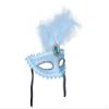 Half-Blue Blue Face Mask with Feathered Woman view 3