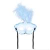 Half-Blue Blue Face Mask with Feathered Woman view 4