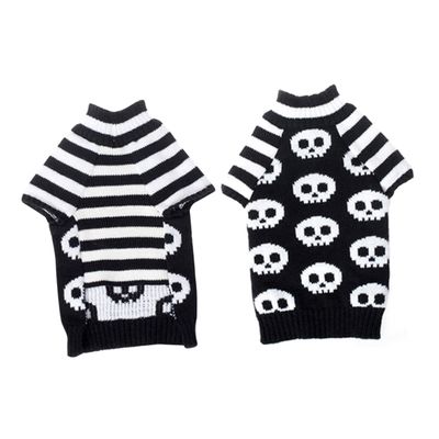 Halloween Dog Sweater with Skull and Stripes