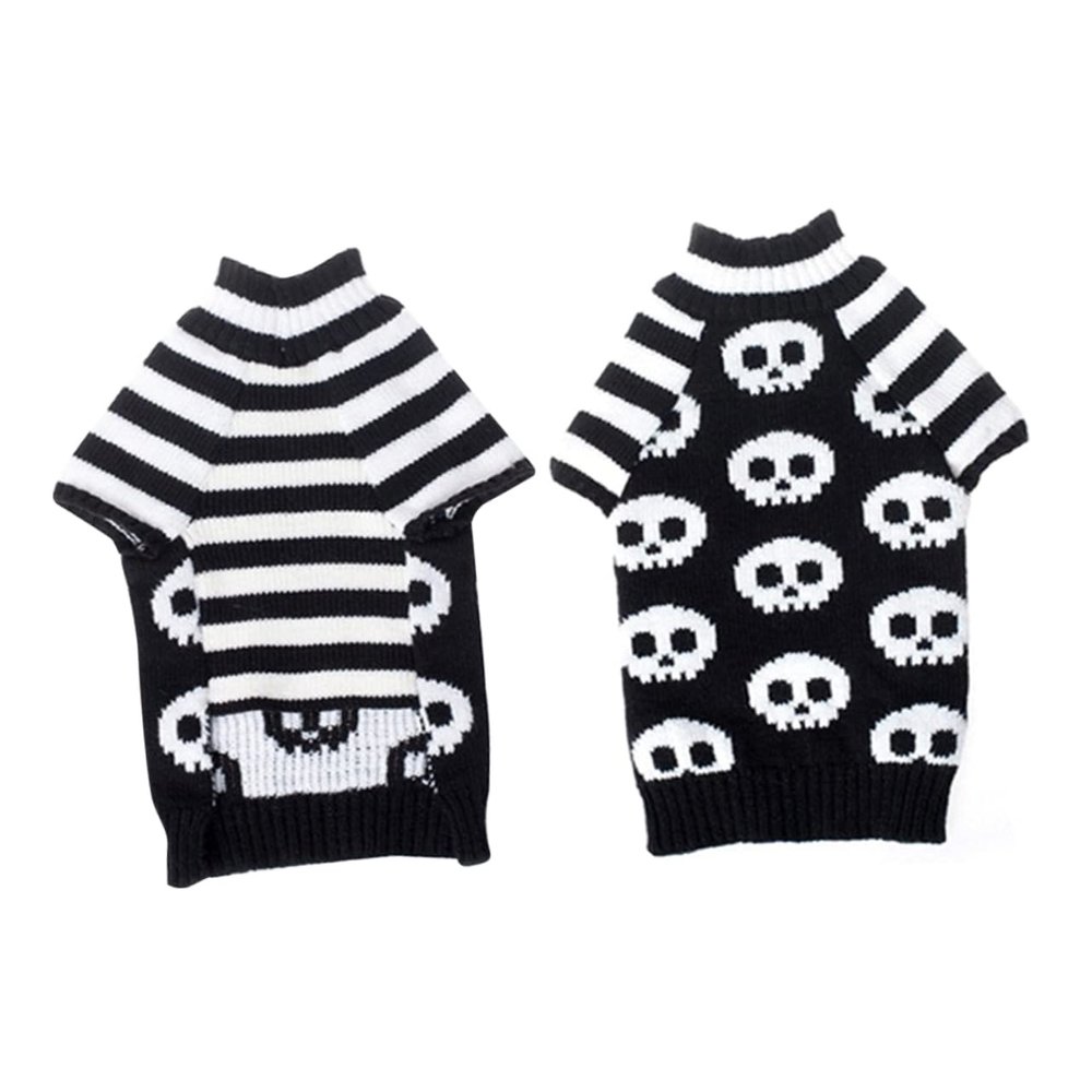 Halloween Dog Sweater with Skull and Stripes