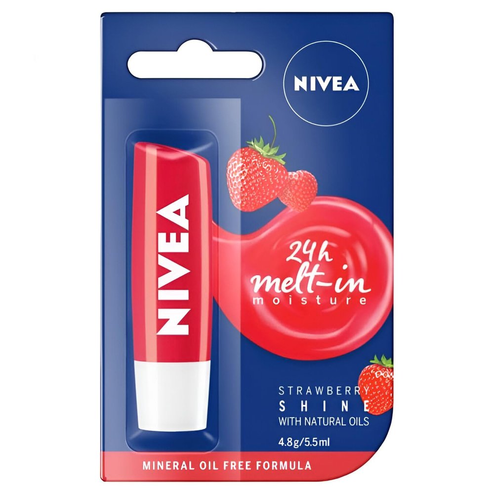 NIVEA Strawberry Tinted Lip Care, 4.8 g, Pack of 2