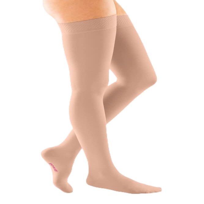 medi mediven forte Thigh-High Compression Stockings | Medical Compression Stockings CCL 2 for Women and Men | Size III – Small Foot | Caramel
