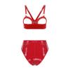 Hedmy Women's Red Patent Leather Lingerie Set, Push-Up Bra and Panties, Size L view 2
