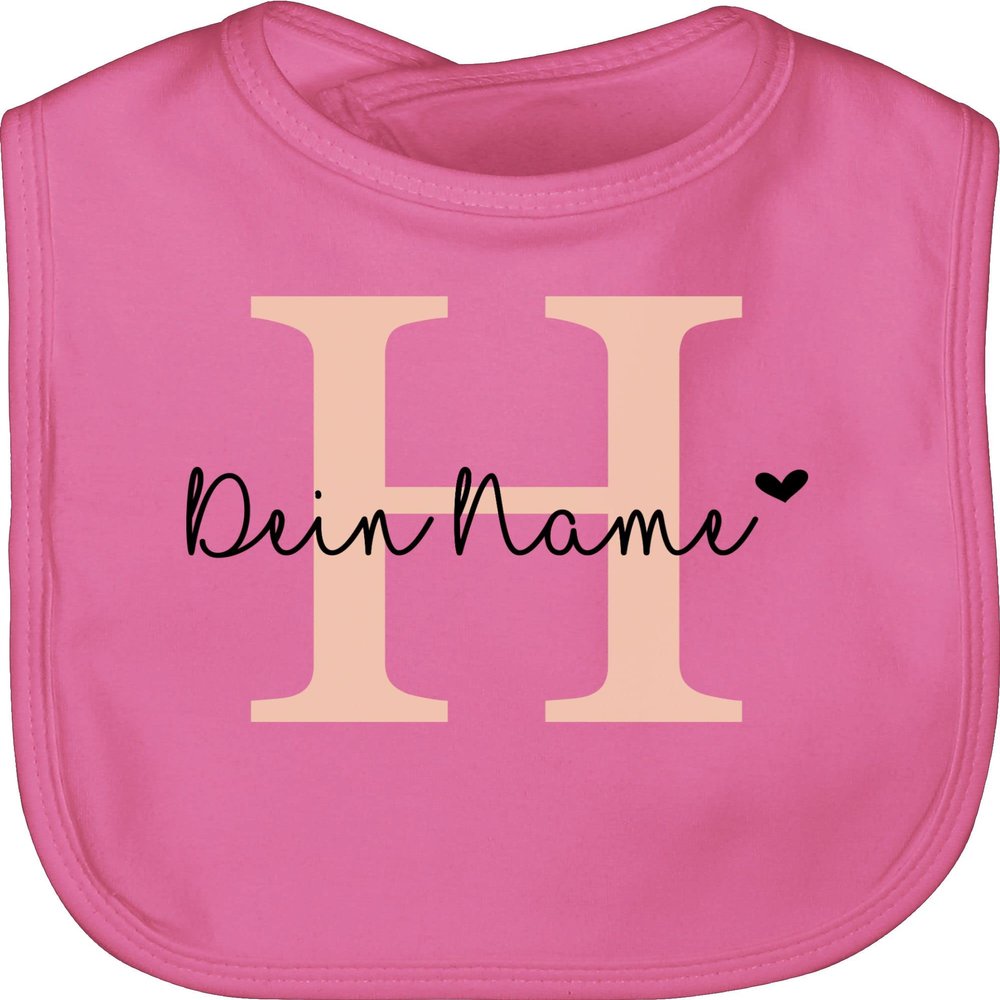 Personalized Pink Baby Bib with Initial and Name