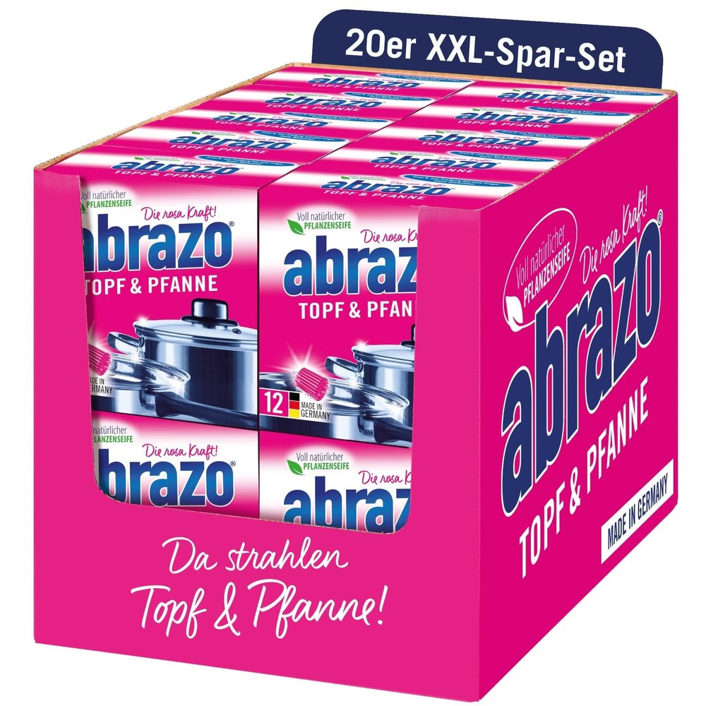 abrazo Pots & Pans | 240 Cleaning Pads, 20 x 12 Count, for Pots, Grills & Ovens