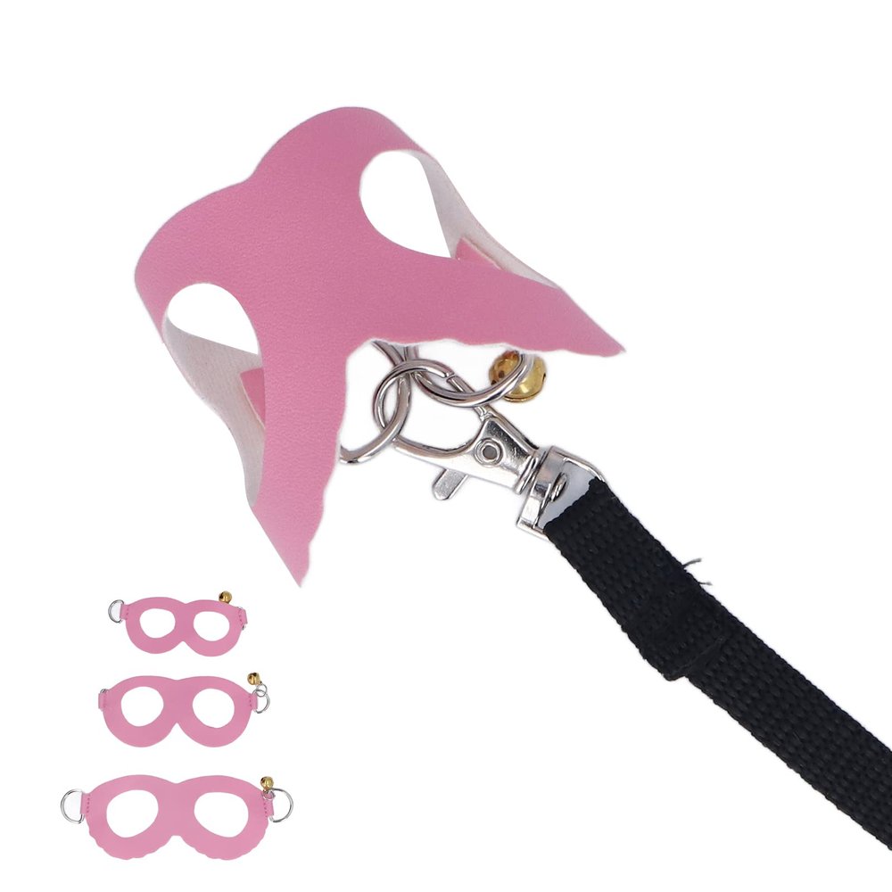 Hamster Harness Set, Easy to Wear, 3 Sizes, Durable Harness and Leash, Faux Leather, Safe with Bells for Guinea Pigs, Pink