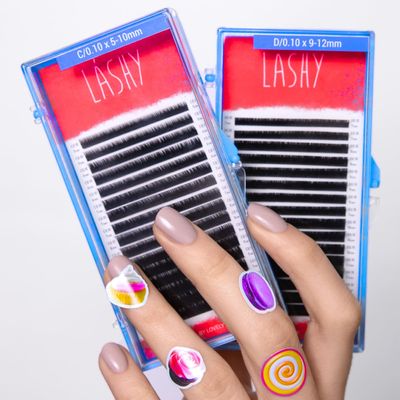 LOVELY BLACK LASHY | Individual Lashes for Professional Eyelash Extensions | Curl: C/D/L/M | Thickness: 0.07/0.10 mm | Length: 5–15 mm (D / 0.07 mm / 10 mm)