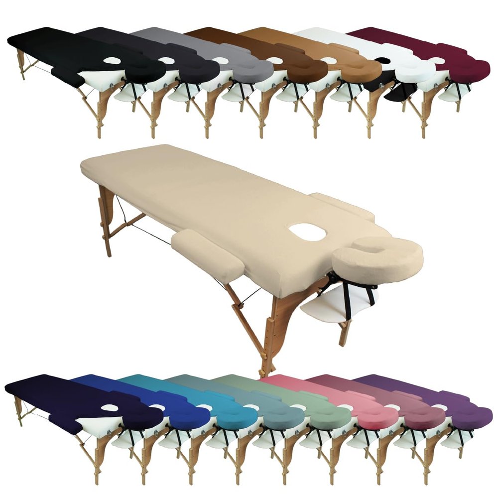 Vivezen Complete Massage Table Cover Set, Terry Cloth, Multiple Colors