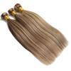 Larafona Human Hair Weft Bundles, Brown/Honey Blonde P4/27, Straight, 3-Pack, 100 g Each, 60 cm view 2