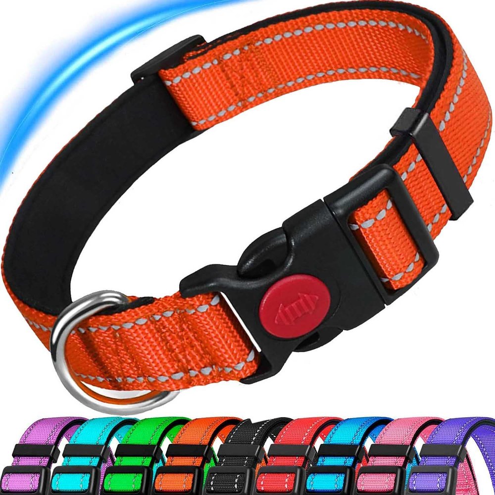 ATETEO Reflective Padded Dog Collar for Medium Dogs
