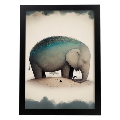 Nacnic Elephant Poster in Precision Style, Sleeping Animal Illustrations in Warm Colors for Children's Rooms, A4