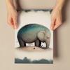 Nacnic Elephant Poster in Precision Style, Sleeping Animal Illustrations in Warm Colors for Children's Rooms, A4 view 3