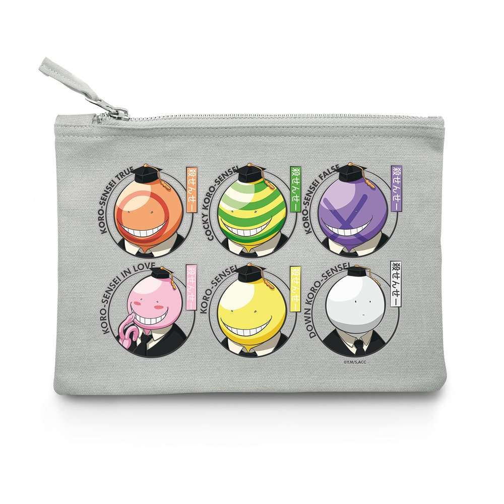 ABYstyle Assassination Classroom Cosmetic Bag with Koro-Sensei Faces, Gray, 22 x 16 x 1 cm