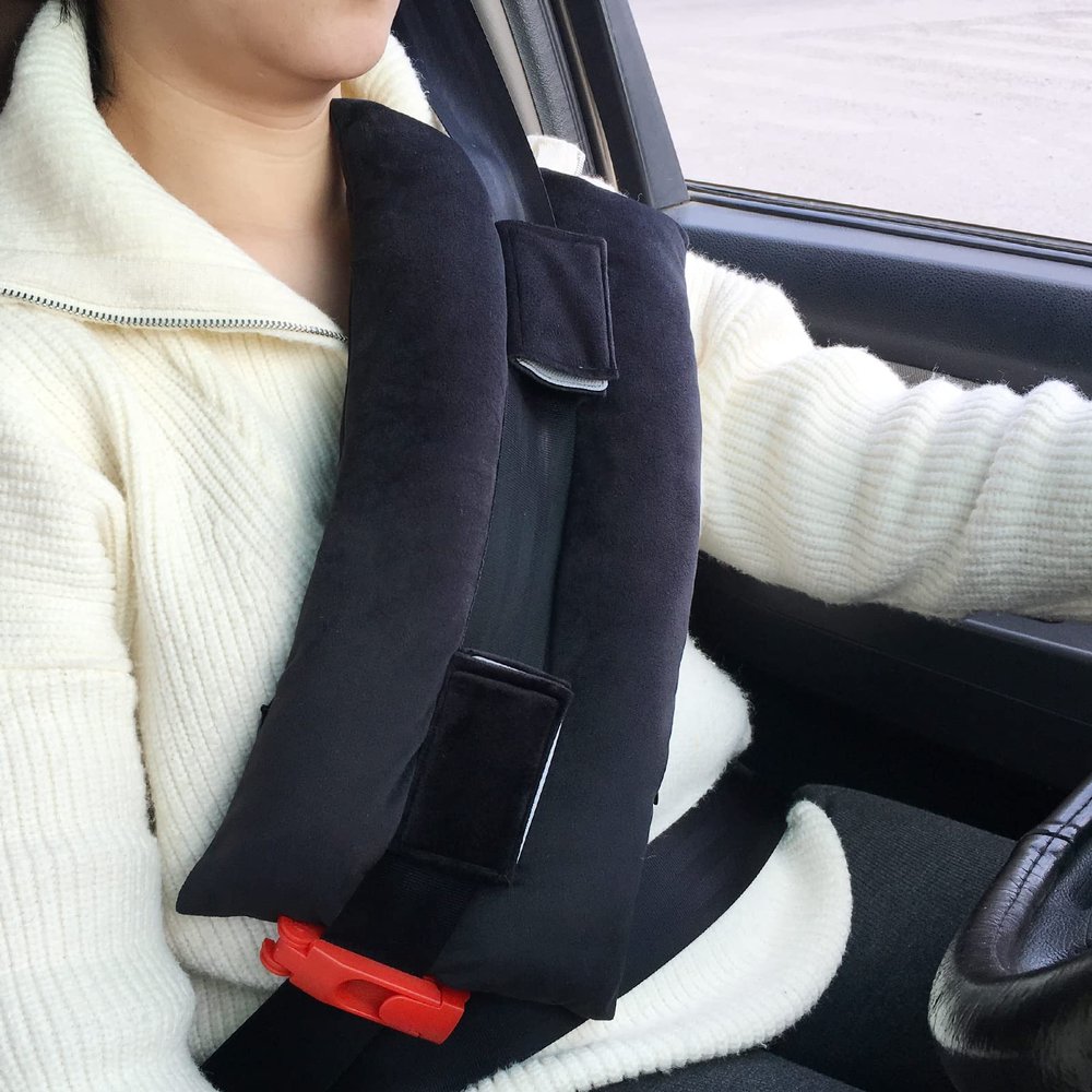 HapiPoppy Pacemaker and Chemo Port Seat Belt Cushion, Black