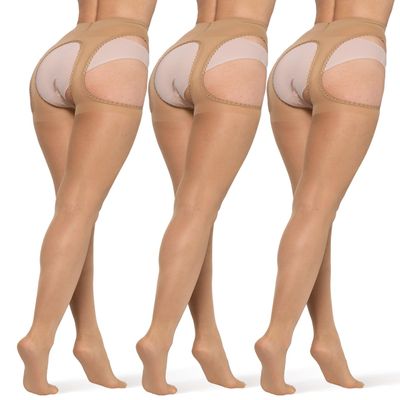 BANANALU 20 Den Sexy Open-Crotch Tights Cutout Love 20 Daino, 3-Pack, S
