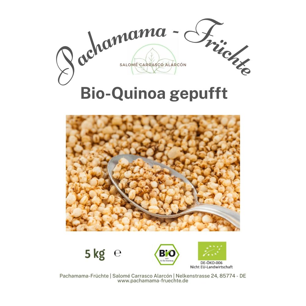 Organic Puffed Quinoa 5 kg - Vegan - Gluten-Free - Muesli - Unsweetened - Whole Grain