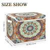 Storage Box with Lid, Indian Hippie Mandala Floral Pattern, Foldable Organizer, 41.9 x 32 x 30 cm view 3