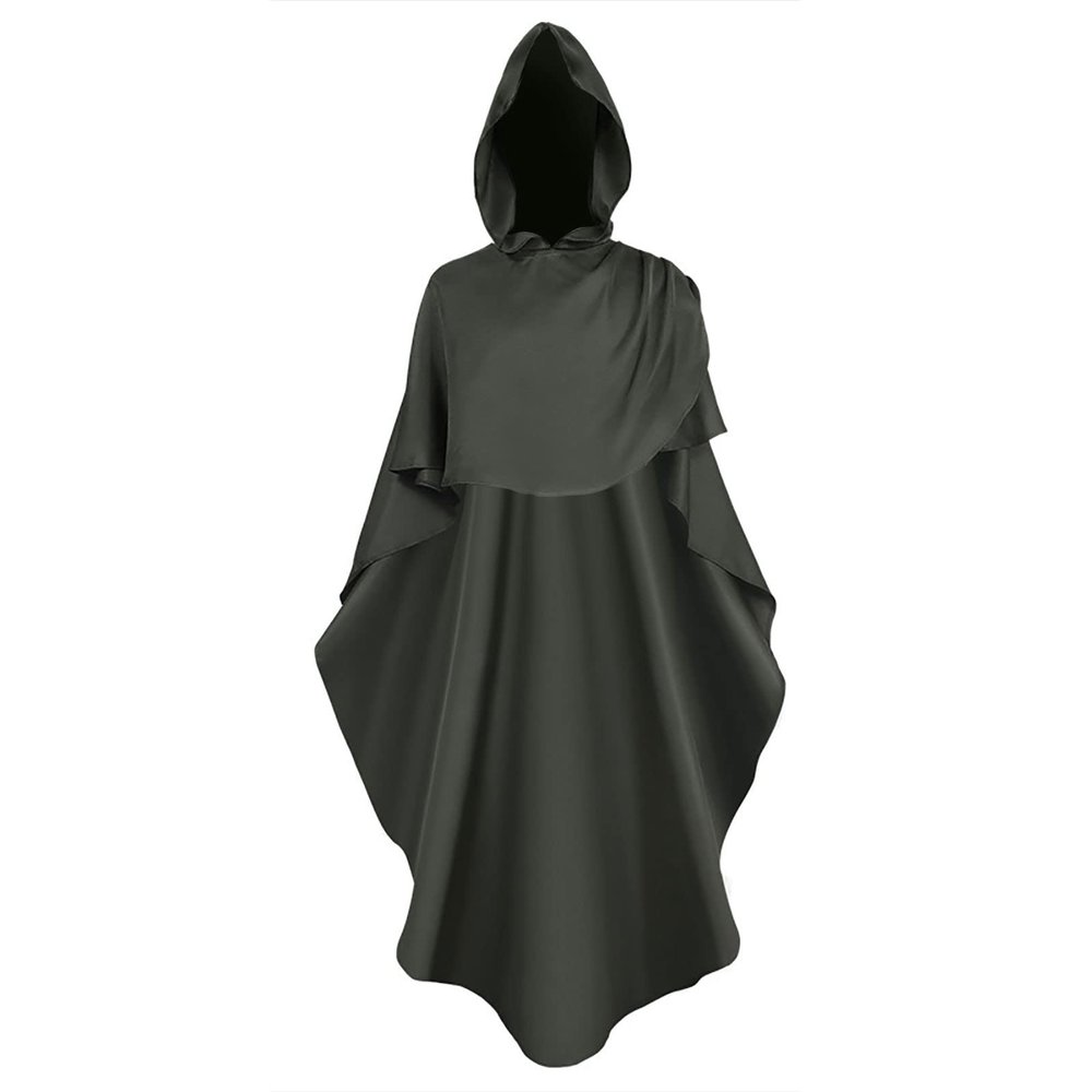 Medieval Women's Dress, Cosplay/Jedi Robe, Long Tunic Cape, Green, XXL
