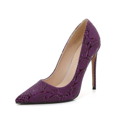 12 cm / 4.72 in Sexy Nightclub Stiletto Super High-Heel Shoes, Open-Toe, Purple, EU 40