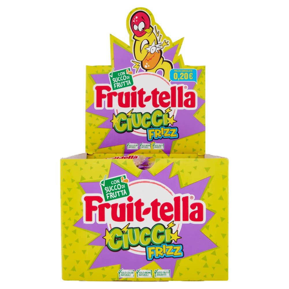 Fruittella Frizz Schnuller Fruit-Flavored Gummy Candy with Fruit Juice, Individually Wrapped, Box of 150