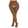 TSSOE Women's Sheer Mesh Open-Crotch Pantyhose, Coffee, One Size view 1