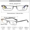 Lanomi Progressive Multifocal Reading Glasses, Metal Rectangular Full-Rim Blue-Light Filter, 1.0–4.0, Gunmetal view 2