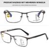 Lanomi Progressive Multifocal Reading Glasses, Metal Rectangular Full-Rim Blue-Light Filter, 1.0–4.0, Gunmetal view 3