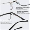 Lanomi Progressive Multifocal Reading Glasses, Metal Rectangular Full-Rim Blue-Light Filter, 1.0–4.0, Gunmetal view 4