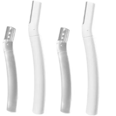 2x Eyebrow Razor, 4-Piece Facial Razor Blades, Beauty Eyebrow Shaper, White and Transparent (2x Set)