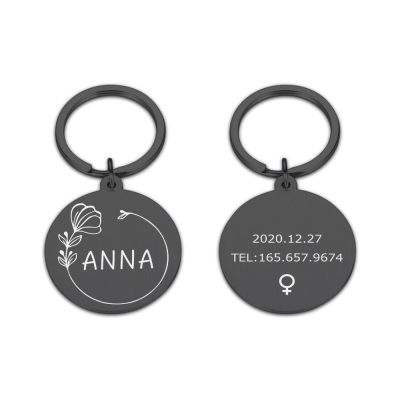 Anti-Lost Personalized Dog ID Tags, Name, Phone, Gender Engraving, Stainless Steel, Cats, Puppies, Dogs, Black, 33.5-30 mm