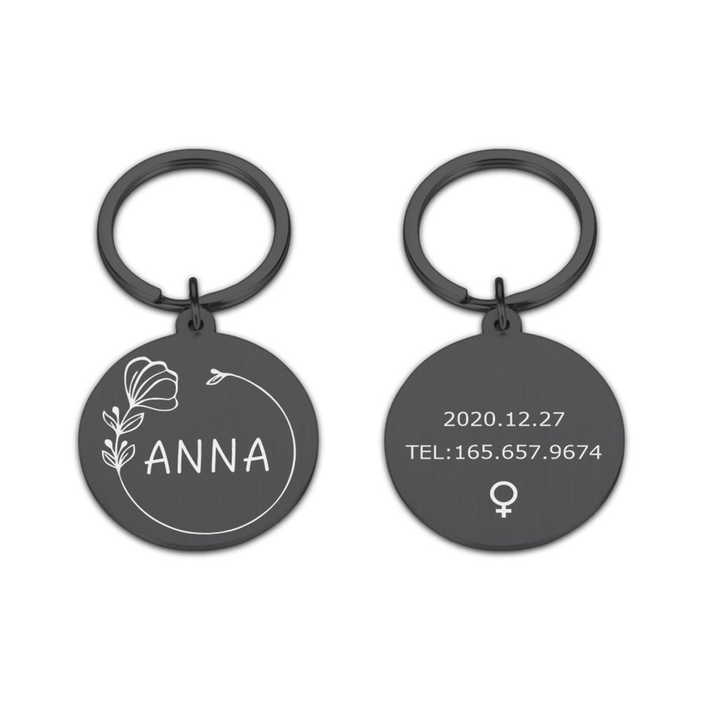 Anti-Lost Personalized Dog ID Tags, Name, Phone, Gender Engraving, Stainless Steel, Cats, Puppies, Dogs, Black, 33.5-30 mm