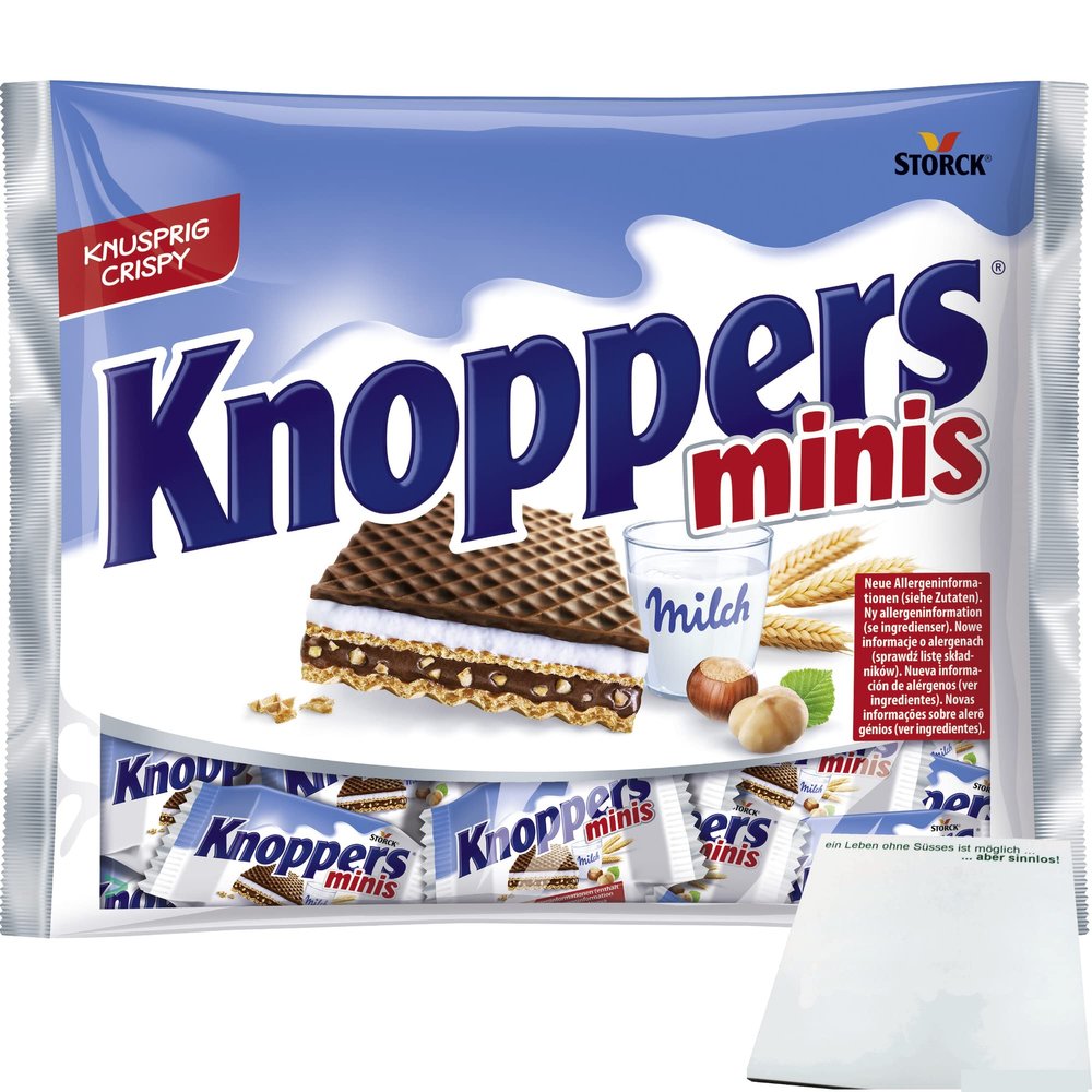Storck Knoppers Minis—the Little Breakfast with Everything Inside, 1 Pack (1 x 200 g Bag) + usy Block
