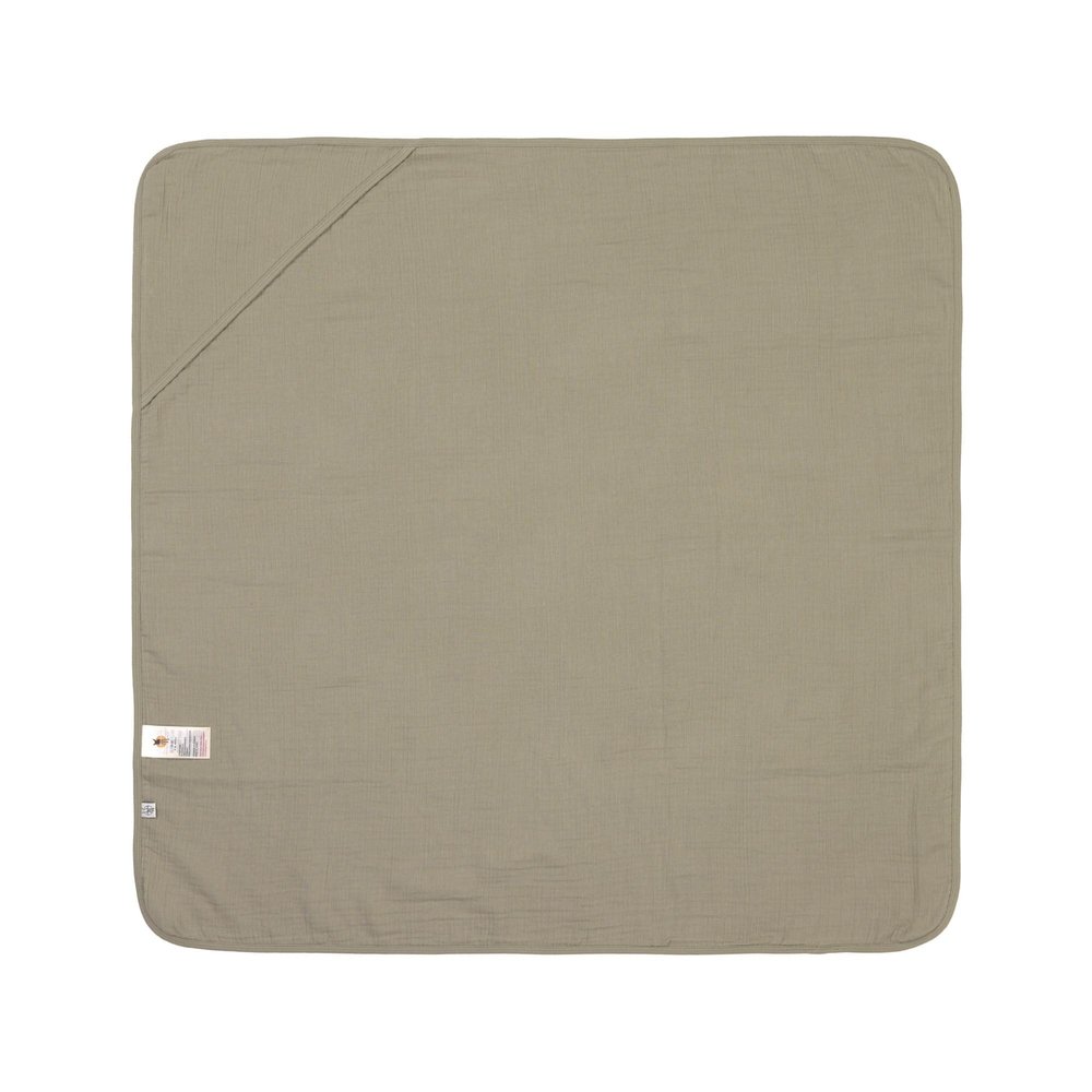 my-mosaik LÄSSIG Muslin Hooded Bath Towel, 100% Cotton, Personalized with Name, Embroidery Included (Olive)