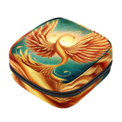 Women's Sanitary Pad Storage Bag, Magic Firebird Phoenix Menstrual Cup Case
